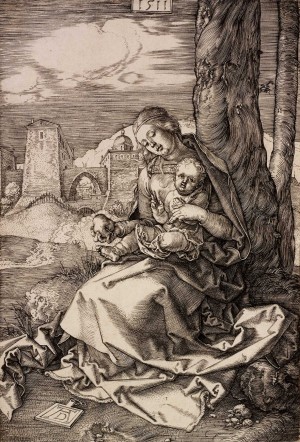 Mary with child and a pear